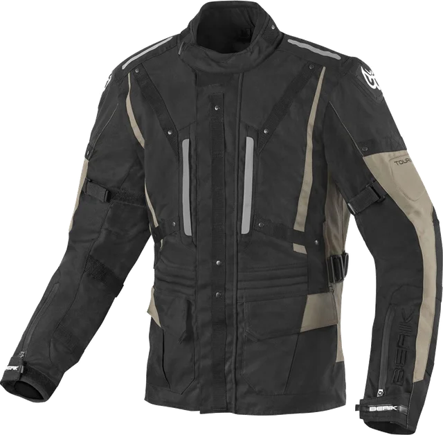 Berik Spencer Black Beige Waterproof Textile Motorcycle Jacket, Black Beige