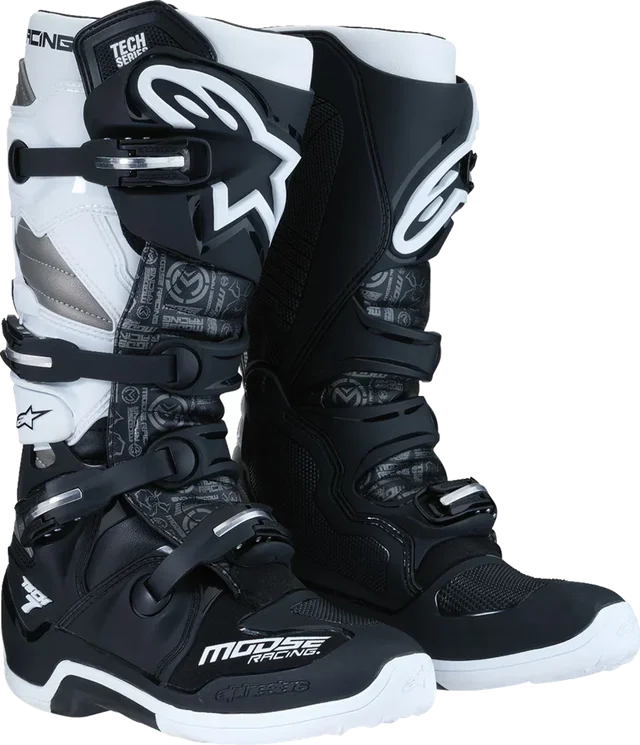Moose Racing Tech 7 Boot Black/White/Gray, black white gray