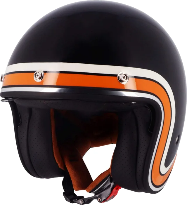 Helstons Freedom Open Face Helmet, Black/Orange