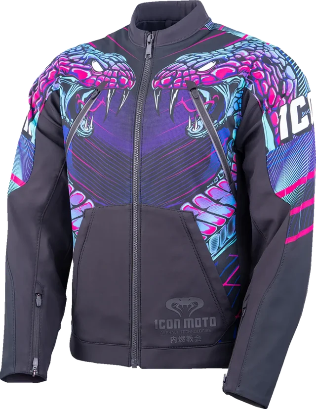 Icon Synthwave Merc3 Lazer Cobra Jacket, Black