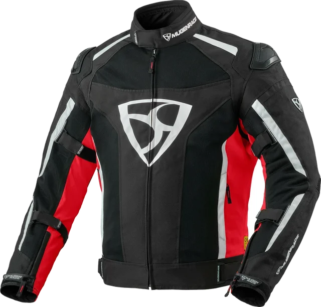 MUGENRACE Diavolo-1 Black White Fluo Yellow Waterproof Textile Jacket, black/red/white