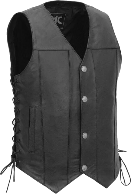 First Manufacturing Gun Slinger Western Style Motorcycle Leather Vest, Black