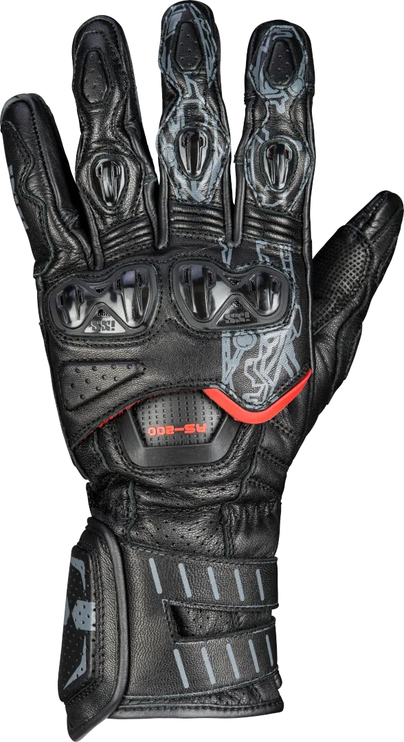 IXS RS-200 3.0 Ladies Black Red Motorcycle Gloves, black
