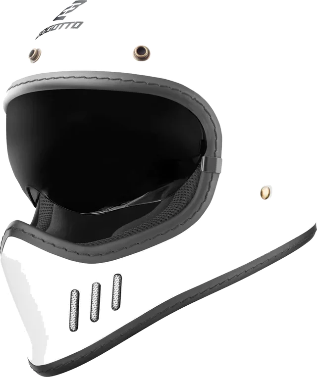 Bogotto FF980 Caferacer Cross Helmet, white matt