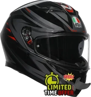 AGV K3 SYTH - BLACK/RED - Free Dark Visor, black red