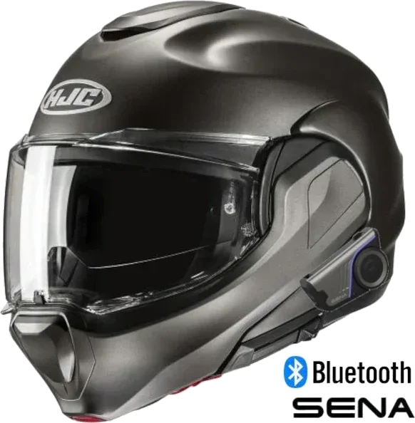 HJC F100 Modular Sena 60S Bluetooth Helmet Flat Titanium