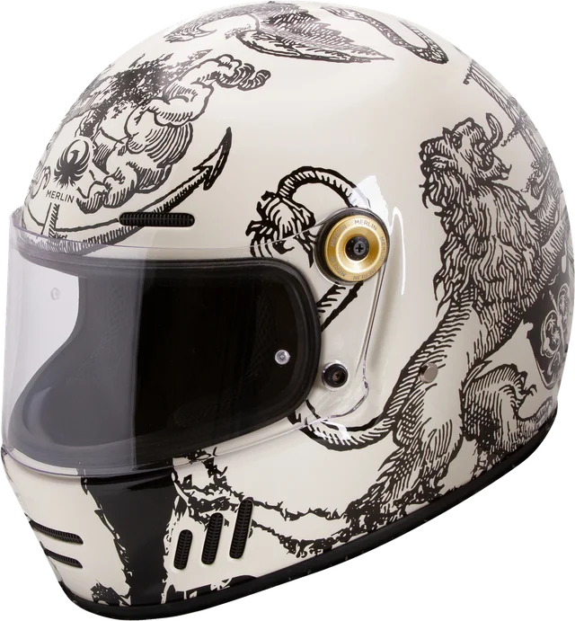 Merlin Revival Vintage Full Face Helmet - Versus Off White, off white