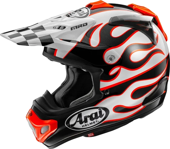 Arai VX Pro 4 Flame Helmet, White Black Red Flame