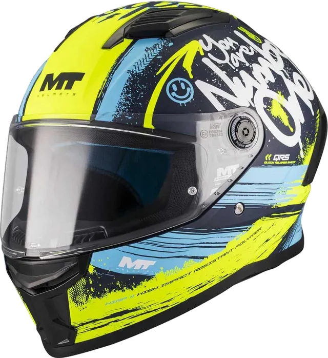 MT Helmets Stinger 2 Rocket Full Face Helmet, Matt Blue / Yellow