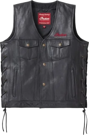 Indian Motorcycle Men's Western Leather Vest, Black