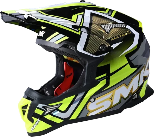 SMK Allterra X-Aces Black Grey Yellow Motocross Helmet, Black Grey Yellow