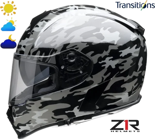 Z1R Warrant Helmet Camo Black Gray Photochromic Shield