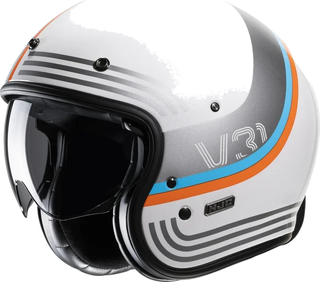 HJC V31 Byron Retro Jet Helmet, white/blue/orange