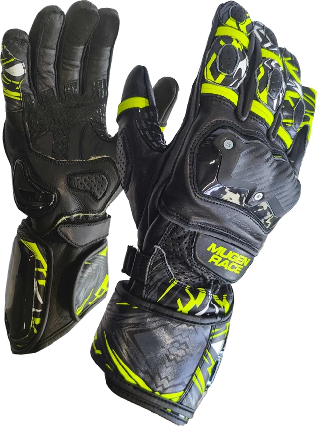 MUGENRACE Moone Sport Black Grey Gloves, black/neon-yellow