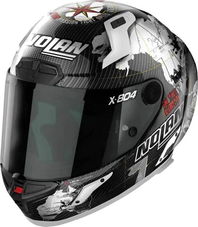 Nolan X-804 RS Ultra Carbon Checa Full Face Helmet, Carbon / C. Checa / White