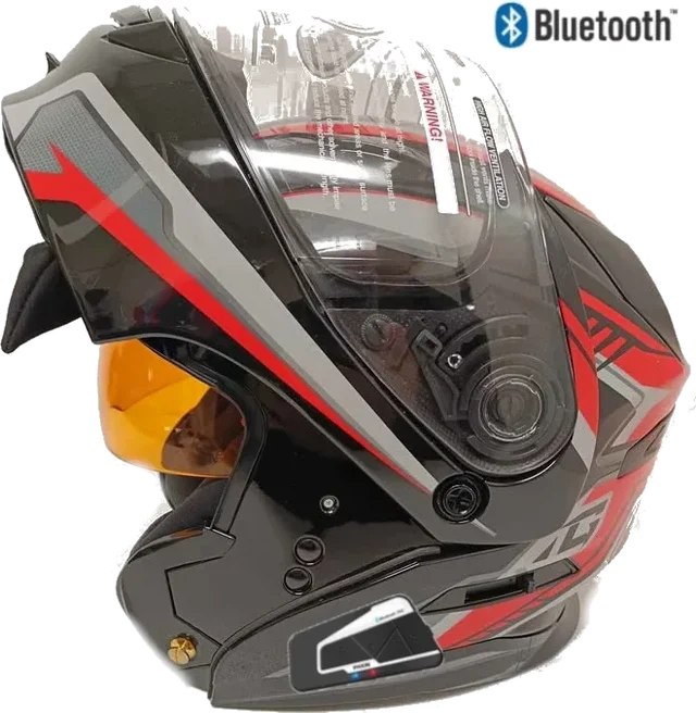 GMAX MD-01S Transistor Bluetooth Street Helmet Black Red