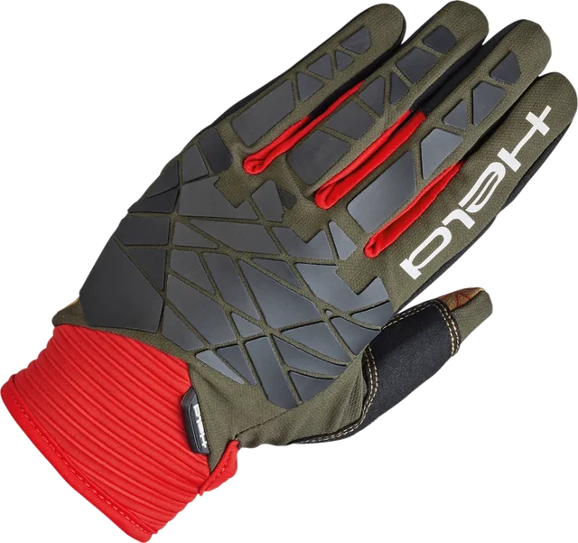 Held Tactura Textile Gloves - Military Green / Red, Military Green / Red