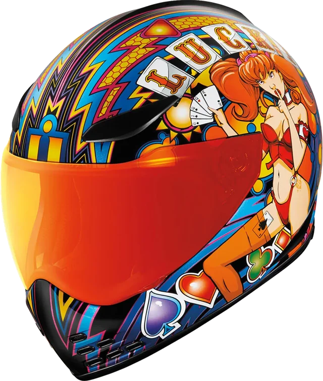 Icon Domain Lucky Lid 4 Helmet CLOSEOUT, red