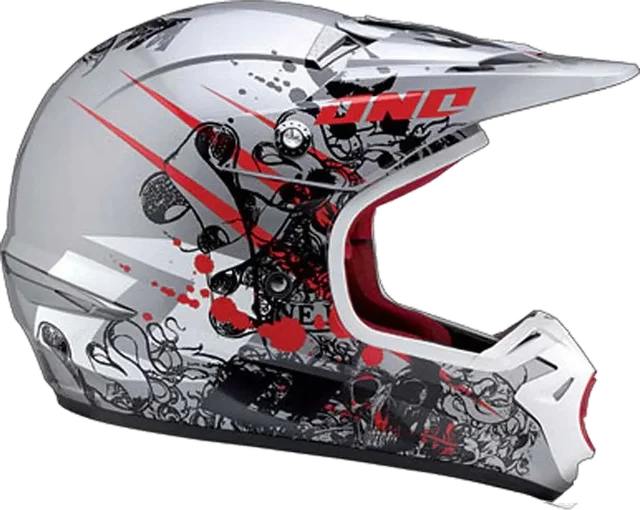 One industries Kombat Massacre Off-road Helmet, Silver / Red