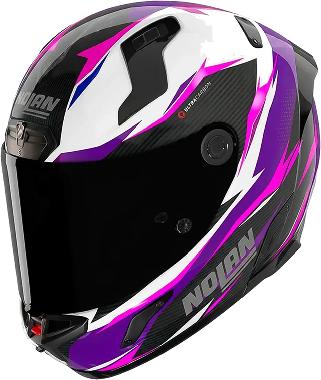 Nolan X-804 ST Ultra Carbon Helmet Veloce 349 Black/White/Purple Gloss