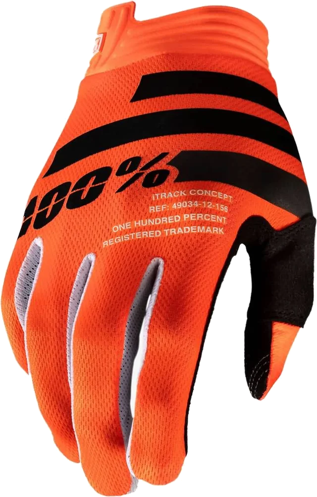 100% iTrack Gloves, orange black