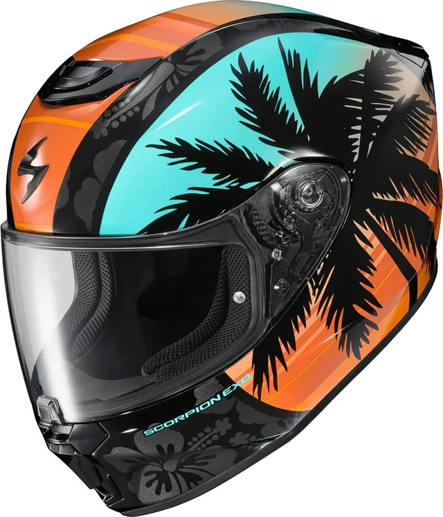 Scorpion EXO-R330 Tubbs Adult Street Helmets, Light Blue/Orange