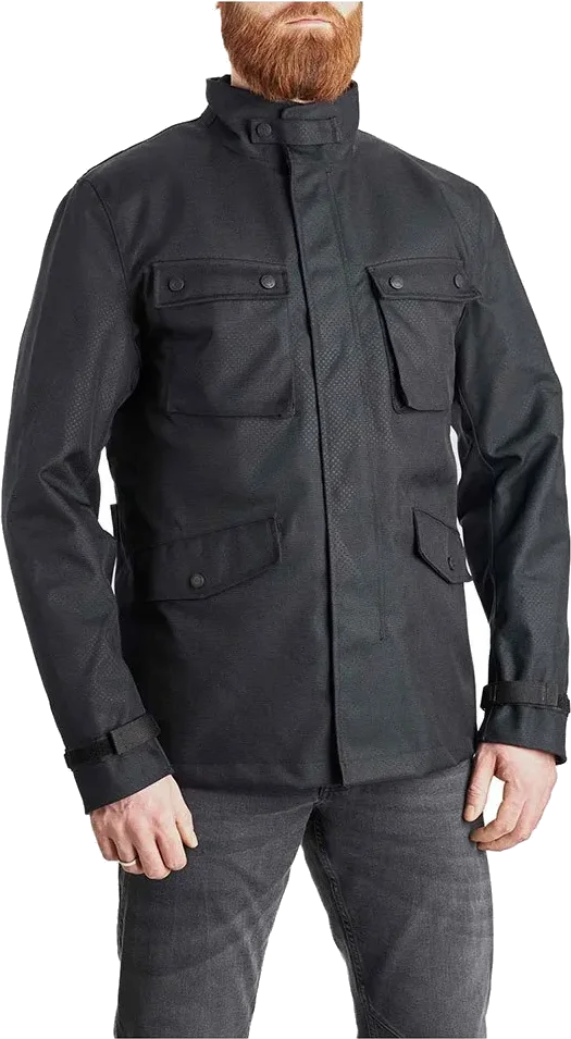 Pando Moto M65 WP JACKET BLACK - Slim-Fit Waterproof Motorcycle Jacket, Black