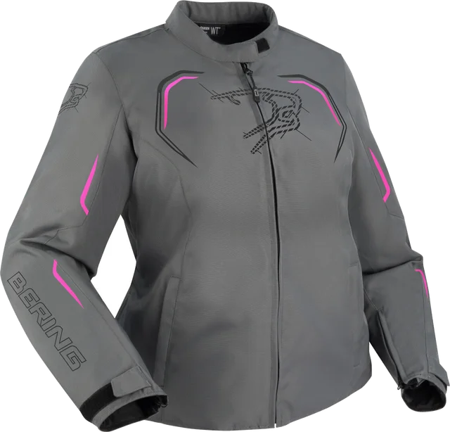 Bering Dundy Queen Size waterproof Ladies Motorcycle Textile Jacket, grey/hotpink