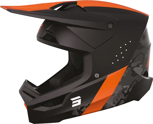 Shot Race Camo Motocross Helmet, Black/Neon-Orange