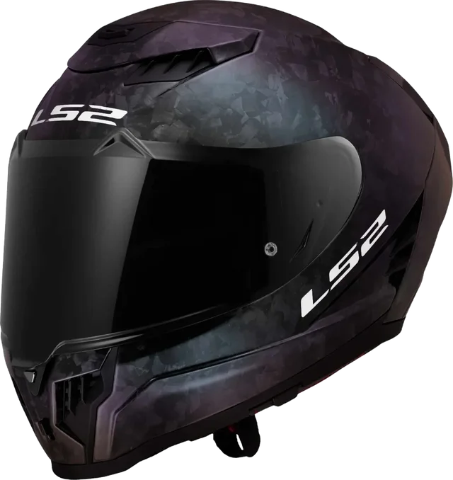 LS2 Dragon Carbon Solid Chameleon Adult Street Helmets, purple green