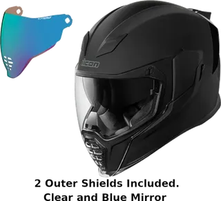 Icon Airflite Full Face Helmet Rubatone Blue Mirror Shield