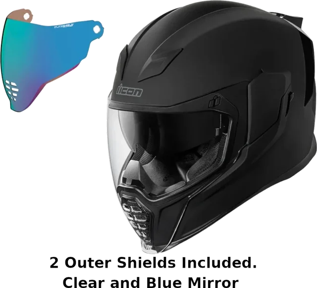 Icon Airflite Full Face Helmet Rubatone Blue Mirror Shield