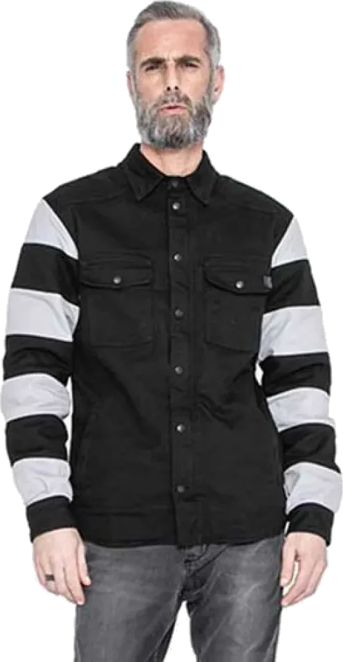 John doe Motoshirt Prison Jacket, Black / White