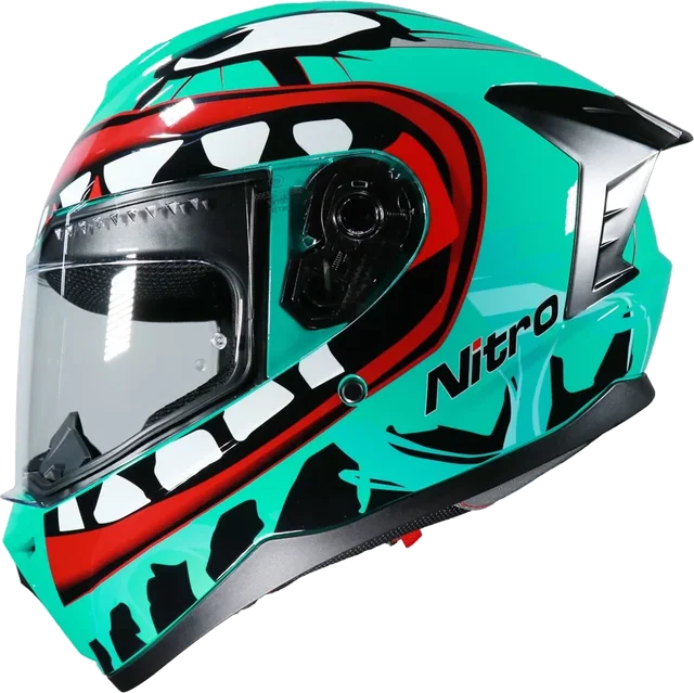 Nitro N700 Big Mouth Helmet Aqua Red White, Aqua Red White