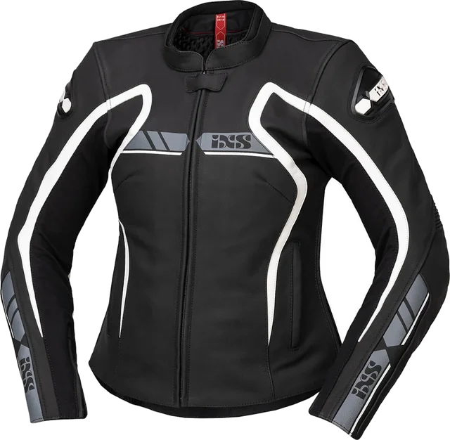 IXS RS-600 1.0 Ladies Black White Leather Motorcycle Jacket, black/white