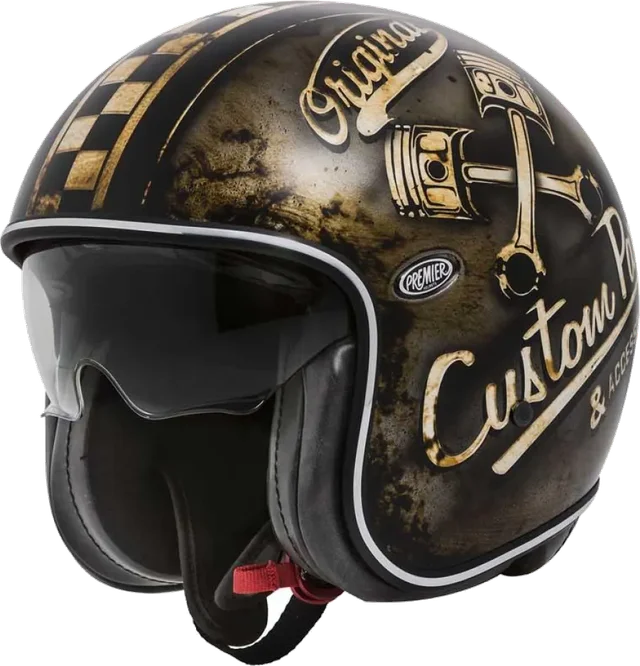 Premier helmets Vintage OP 9 BM Open Face Helmet, Gold / Black