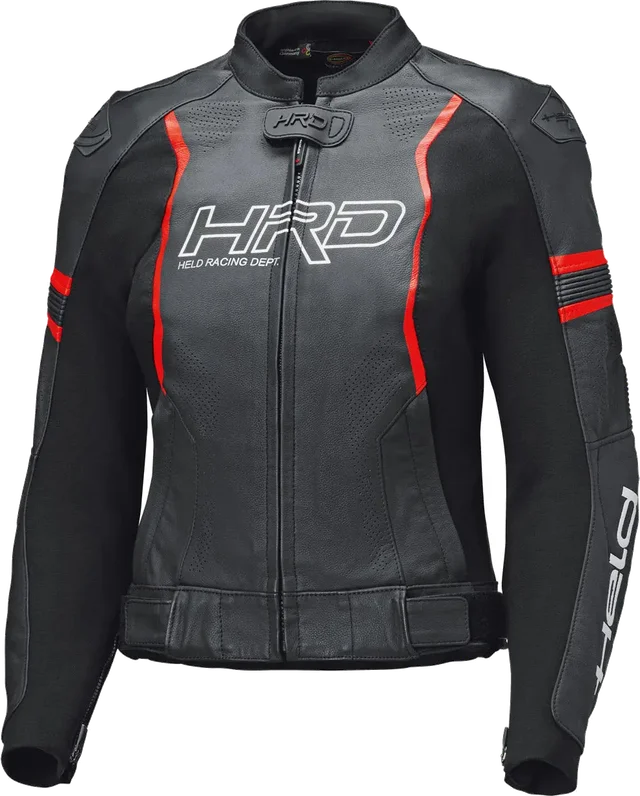 Held Street Rocket 4 Top Ladies Leather Jacket Black / Neon Red