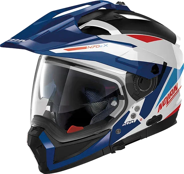 Nolan N70-2 X ECE 22.06 - Stunner N-Com Metal White / Blue / Red, Stunner N-Com Metal White / Blue / Red