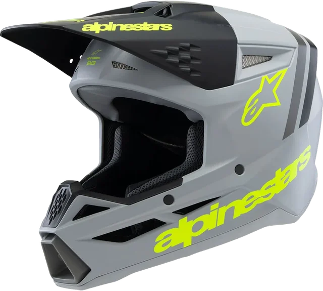 Alpinestars S-m3 Radium Ece22.06 Junior Off-road Helmet, Grey / Black / Yellow Fluor Matt
