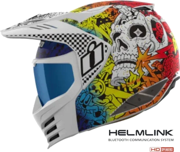 Icon Elsinore Bluetooth Helmet Elsinore Helmet Doodle 3 White