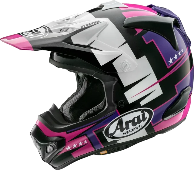 Arai VX Pro 4 Off Road Helmet Battle Graphic Purple (Snell M2025 Rated)