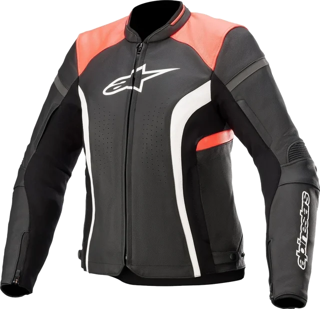 Alpinestars Stella Kira V2 Leather Jacket, black coral