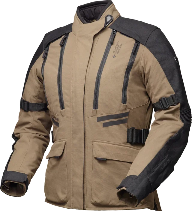 Modeka Lucano waterproof Ladies Motorcycle Textile Jacket, Khaki/Black