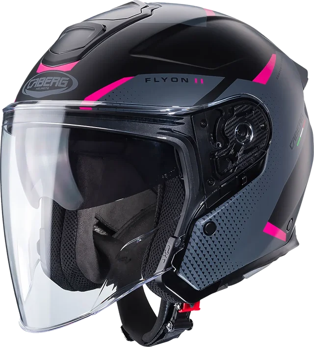 Caberg Flyon II - Boss Matt Black / Grey / Fuchsia, Boss Matt Black / Grey / Fuchsia