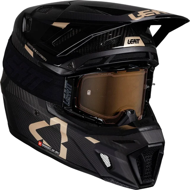 Leatt Moto 9.5 Carbon Helmet with 6.5 Iriz Goggles, Carbon Bronze