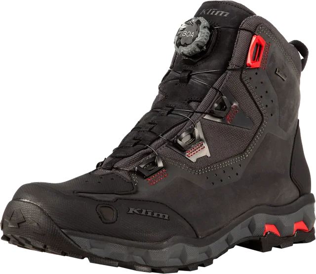 Klim Outlander Gore-Tex Leather Boots - Asphalt / High Risk Red, Asphalt / High Risk Red