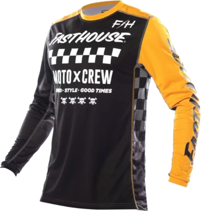 Fasthouse Grindhouse Alpha LS Men's Off-Road Jerseys, black amber