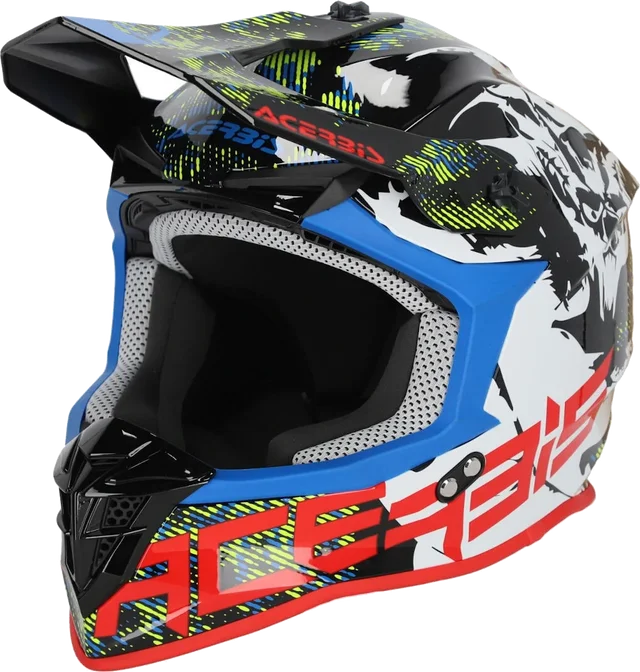 Acerbis Linear Graphic Matt Blue Red Motocross Helmet, Black White Red