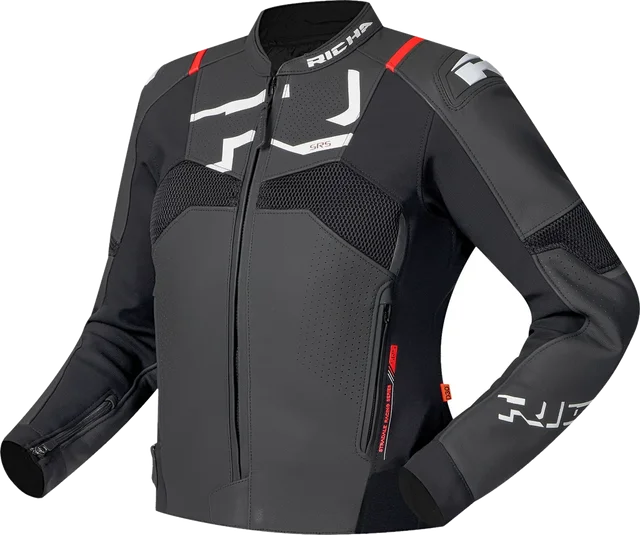 Richa Ladies Stradale Evo Leather Jacket - Black / White, Black / White
