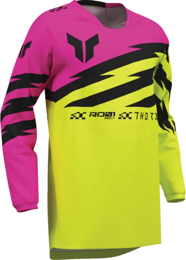 Thor MX Launchmode Shockie LS Youth Off-Road Jerseys, acid fuchsia